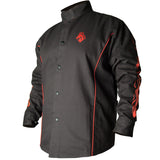 BSX® Contoured FR Cotton Welding Jacket, Black with Red Flames - view 1