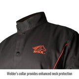 BSX® Contoured FR Cotton Welding Jacket, Black with Red Flames - view 2